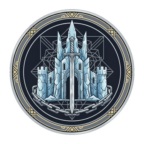Northern Oath Kingdoms ice citadel and sword emblem