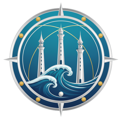Sapphire Coast Free Cities lighthouse and wave emblem